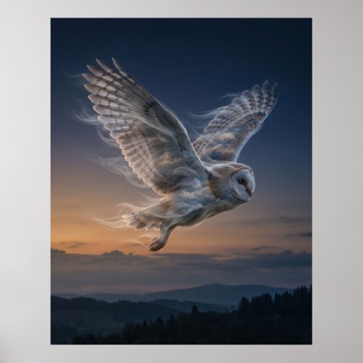 Wind Owl Twilight Sky Poster (Voorkant)