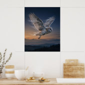 Wind Owl Twilight Sky Poster (Keuken)