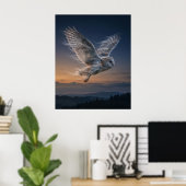 Wind Owl Twilight Sky Poster (Thuiskantoor)