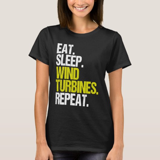 Wind Power Eat Slaap Wind Turbine Technicus T-shirt (Voorkant)