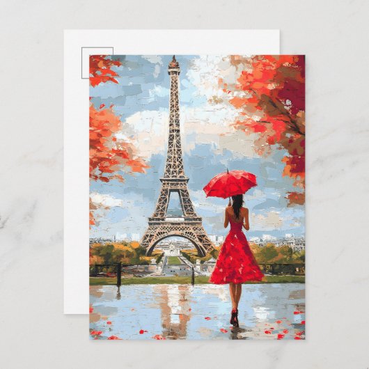 Wind Romance Paris Chic Walk Aankondigingskaart (Voorkant / Achterkant)