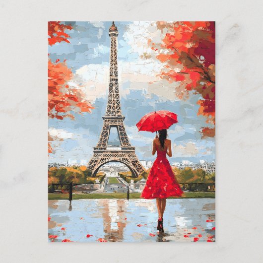 Wind Romance Paris Chic Walk Aankondigingskaart (Voorkant)