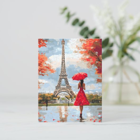 Wind Romance Paris Chic Walk Aankondigingskaart (Staand voorkant)