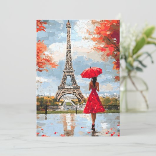 Wind Romance Paris Chic Walk Feestdagenkaart (Staand voorkant)