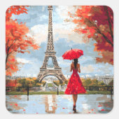Wind Romance Paris Chic Walk Vierkante Sticker (Voorkant)