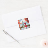 Wind Romance Paris Chic Walk Vierkante Sticker (Envelop)