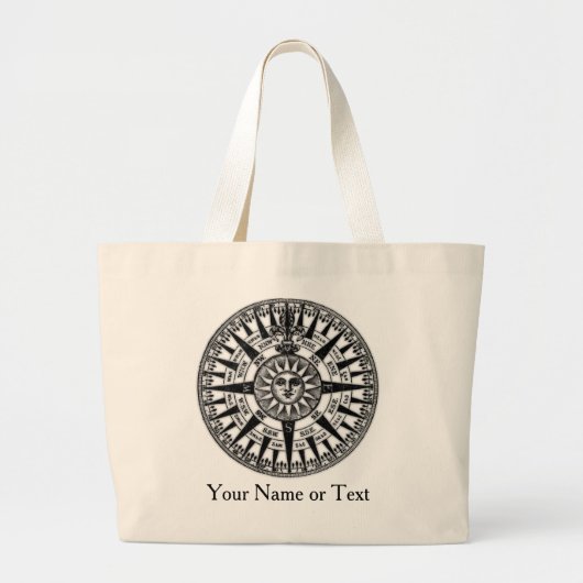 Wind Roos Compass Design Travel Bag Grote Tote Bag (Voorkant)