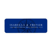 Wind Roos Kompas Nautisch Blauw Retouradres Etiket (Voorkant)