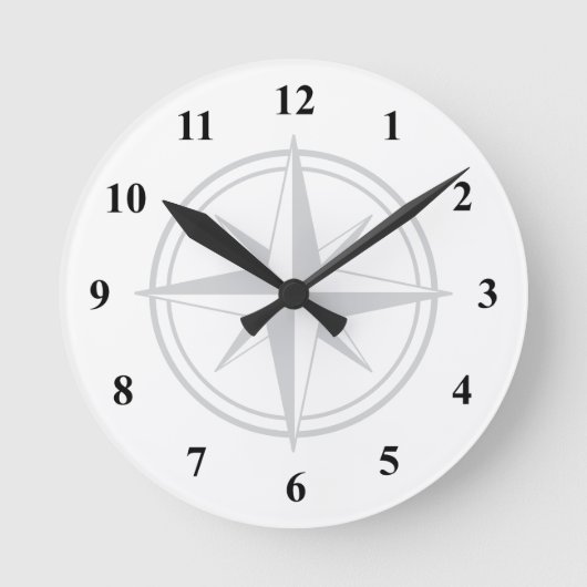 Wind roos kompas ster ontwerp op maat ronde klok (Voorkant)