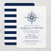 Wind Roos nautische bruiloft uitnodigen Kaart (Voorkant / Achterkant)