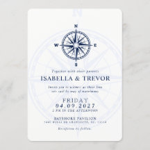 Wind Roos nautische bruiloft uitnodigen
