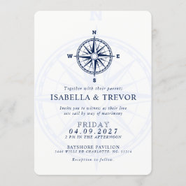 Wind Roos nautische bruiloft uitnodigen Kaart
