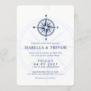 Wind Roos nautische bruiloft uitnodigen Kaart