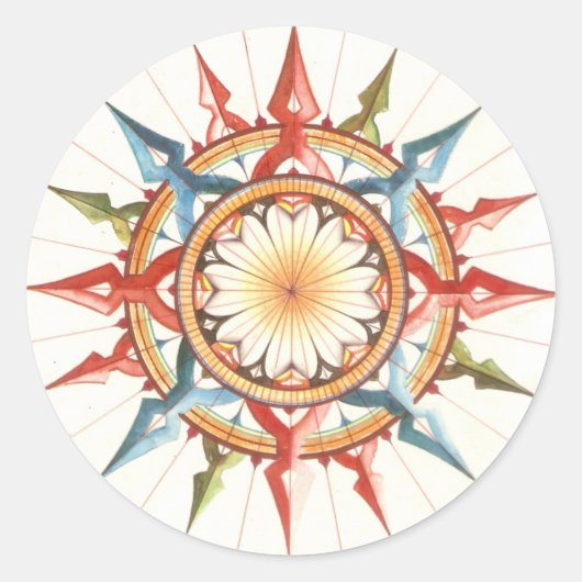 wind rose, compass ronde sticker (Voorkant)