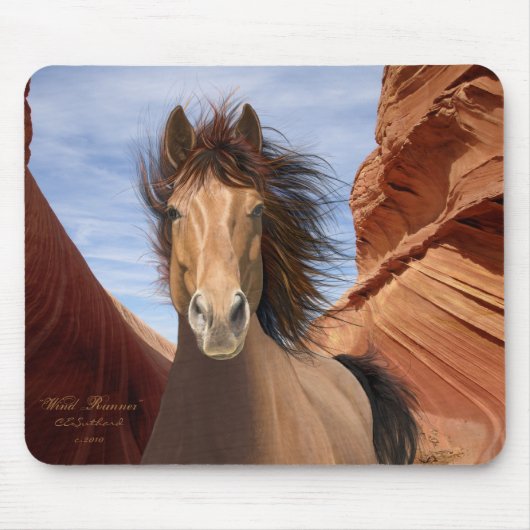 "Wind Runner" Wild Stallion Horse mousepad Muismat (Voorkant)
