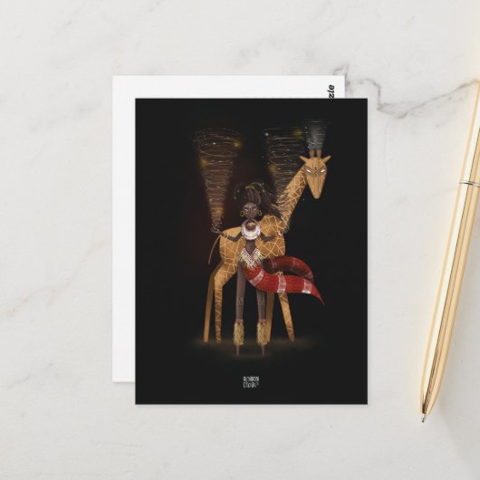 WIND STROMEN GIRAFFE door Alexandra Dikaia Briefkaart (Voorkant / Achterkant in situ)