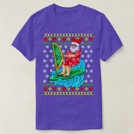 Wind Surf Santa Claus Ugly KerstSweater T-shirt (Design voorkant)