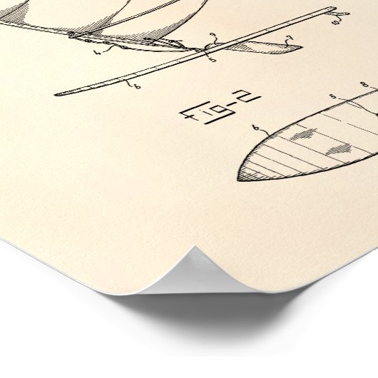 Wind Surfboard 1982 Patent Art Old Peper Poster (Hoek)