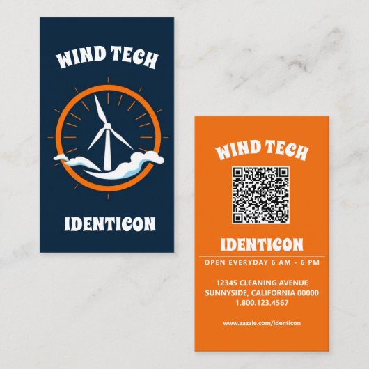 WIND TECH met QR-code Visitekaartje (Voorkant / Achterkant)