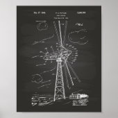 Wind Turbine 1944 Patent Art Chalkboard Poster (Voorkant)