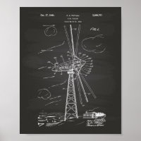 Wind Turbine 1944 Patent Art Chalkboard