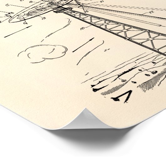 Wind Turbine 1944 Patent Art Old Peper Poster (Hoek)