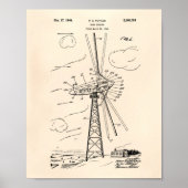 Wind Turbine 1944 Patent Art Old Peper Poster (Voorkant)