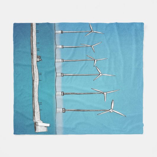 Wind Turbine Fleece Blanket (Voorkant (Horizontaal))