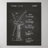 Wind Turbine Rotor 1990 Patent Art Chalkboard Poster (Voorkant)