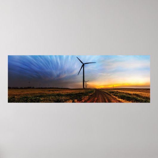 Wind Turbine Sunset Poster (Voorkant)