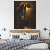 Wind-Up Office Man Surreal Routine Grind Oil Paint Canvas Afdruk (Insitu (Slaapkamer))