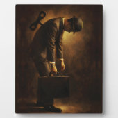 Wind-Up Office Man Surreal Routine Grind Oil Paint Fotoplaat (Voorkant)