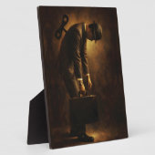 Wind-Up Office Man Surreal Routine Grind Oil Paint Fotoplaat (Zijkant)