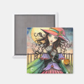Wind van Halloween Heks Fantasie Kunst Magneet (Voorkant / Achterkant)