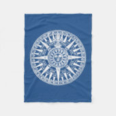 Wind van het kompas nam Blauw Wit toe Fleece Deken (Voorkant)