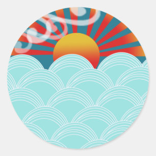 Wind water stickers, bekroond ontwerp ronde sticker