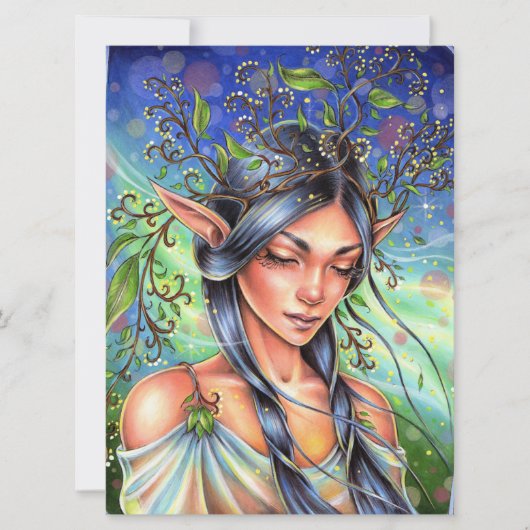 Wind Whispers Fairy Elf Fantasy Woman Art Kaart (Voorkant)