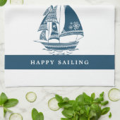 Wind zeilboot Tribal Design Theedoek (Gevouwen)