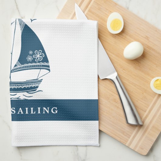 Wind zeilboot Tribal Design Theedoek (Quarter Fold)