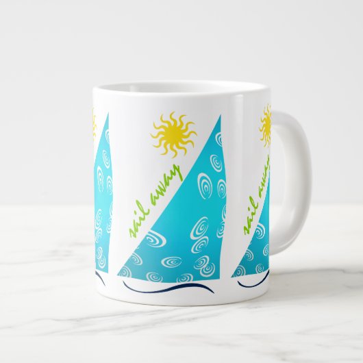 Wind, zeilen en zon grote koffiekop (Voorkant rechts)