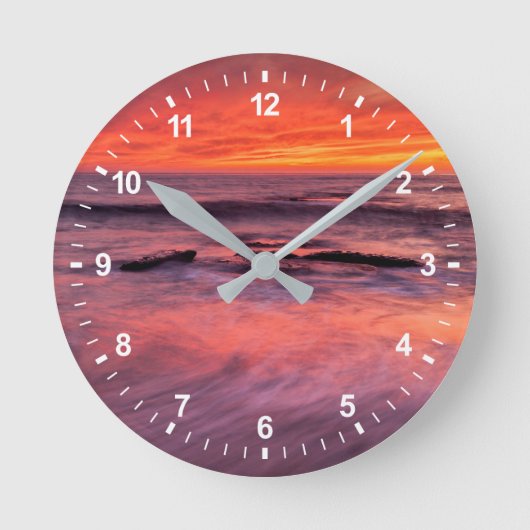Windansea Beach Rode Zonsondergang Ronde Klok (Voorkant)