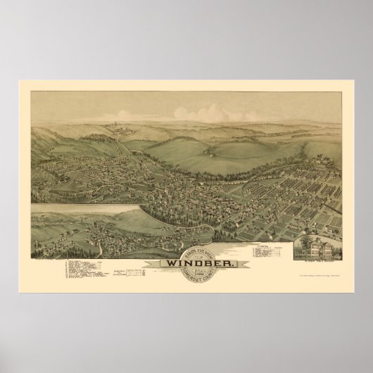 Windber, PA Panorama Map - 1900 Poster (Voorkant)