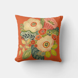 Windbloem en trompet - Verbrand Sinaasappel Kussen