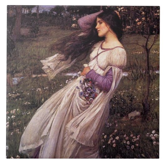 Windbloemen-door John William Waterhouse, 1902 Tegeltje (Voorkant)