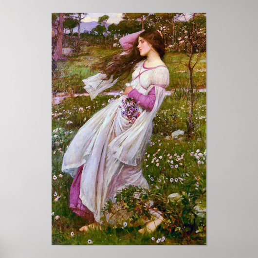 Windbloemen door John William Waterhouse Poster (Voorkant)