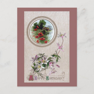 Windbloemen en Vignette Verjaardag Briefkaart