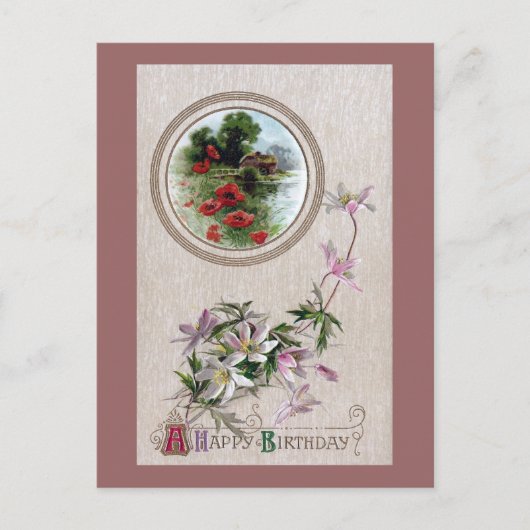 Windbloemen en Vignette Verjaardag Briefkaart (Voorkant)