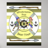 "Windbreaker Pub" ~ Bean Town ~ (Boston) ~ Poster (Voorkant)