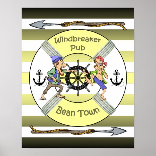 "Windbreaker Pub" ~ Bean Town ~ (Boston) ~ Poster (Voorkant)
