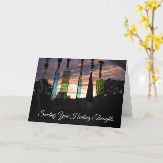 Windchimes Photo Zen Denken aan jou Kaart (Gele Bloem)